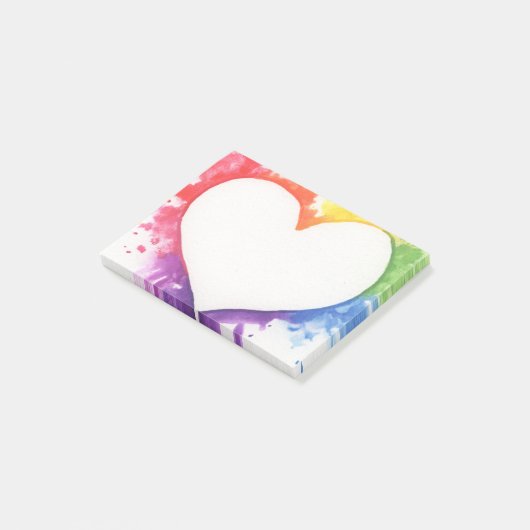 Rainbow Splash Heart Sticky Notes (Schuin)