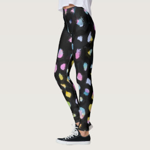 Rainbow Splash-ontwerp op zwarte achtergrond Leggings