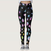Rainbow Splash-ontwerp op zwarte achtergrond Leggings (Voorkant)