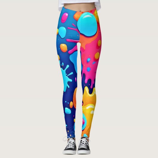 Rainbow Splash Paint Art Leggings (Voorkant)