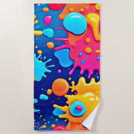 Rainbow Splash Paint Art Strandlaken