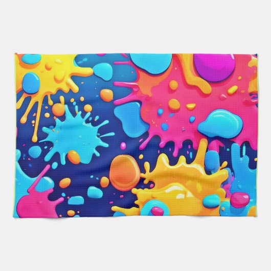Rainbow Splash Paint Art Theedoek (Horizontaal)
