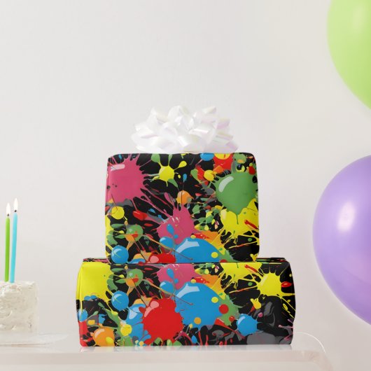 Rainbow Splash Paint Droplets PD Cadeaupapier (Feestgeschenken)