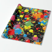Rainbow Splash Paint Droplets PD Cadeaupapier (Uitgerold)