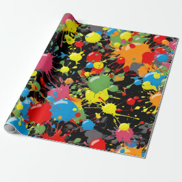 Rainbow Splash Paint Droplets PD Cadeaupapier