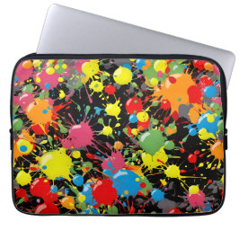Rainbow Splash Paint Droplets PD Laptop Sleeve