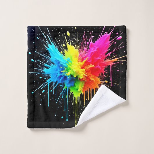 Rainbow Splash Powder Art Bad Handdoek (Wasdoekje)