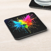 Rainbow Splash Powder Art Bier Onderzetter (Linkerzijde)