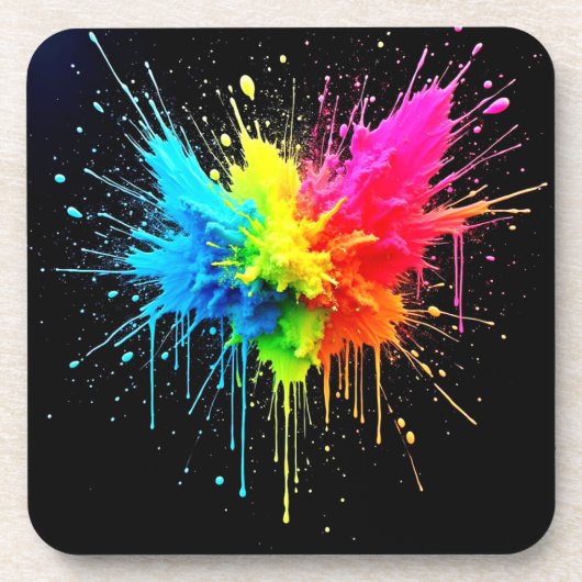 Rainbow Splash Powder Art Bier Onderzetter (Voorkant)