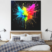 Rainbow Splash Powder Art Canvas Afdruk (Insitu (Slaapkamer))