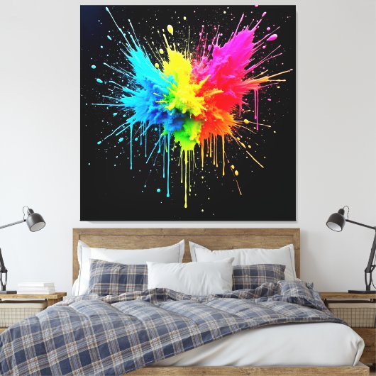 Rainbow Splash Powder Art Canvas Afdruk (Insitu (Slaapkamer))