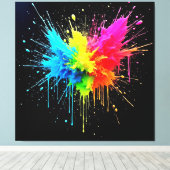 Rainbow Splash Powder Art Canvas Afdruk (Insitu (Houten vloer))