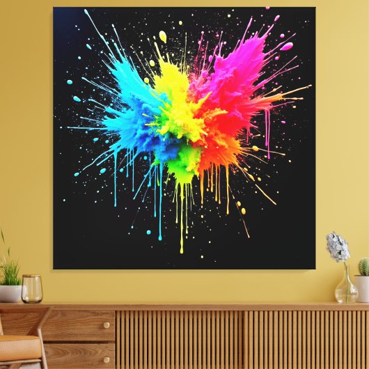 Rainbow Splash Powder Art Canvas Afdruk (Insitu (Woonkamer))