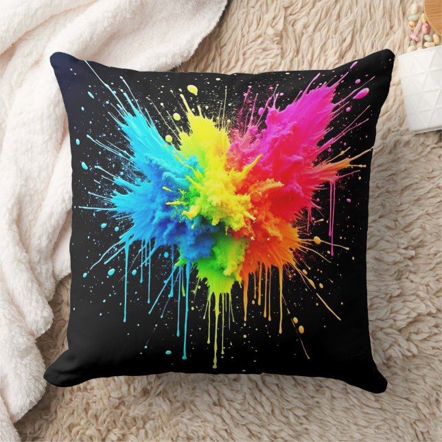 Rainbow Splash Powder Art Kussen (Deken)