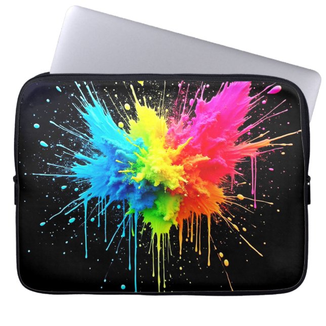 Rainbow Splash Powder Art Laptop Sleeve (Voorkant)