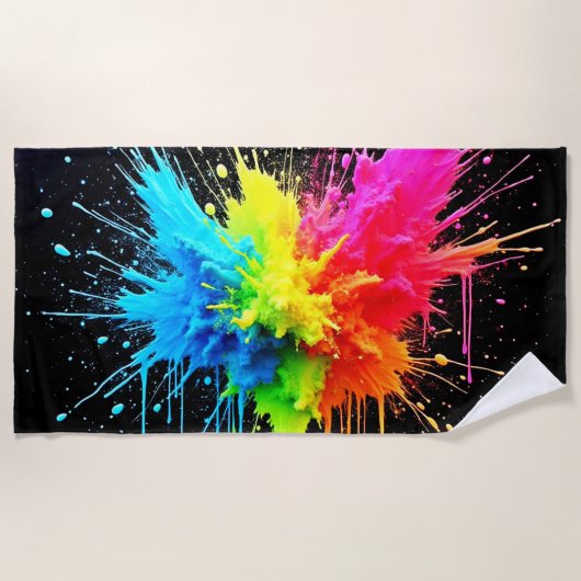 Rainbow Splash Powder Art Strandlaken (Voorkant)