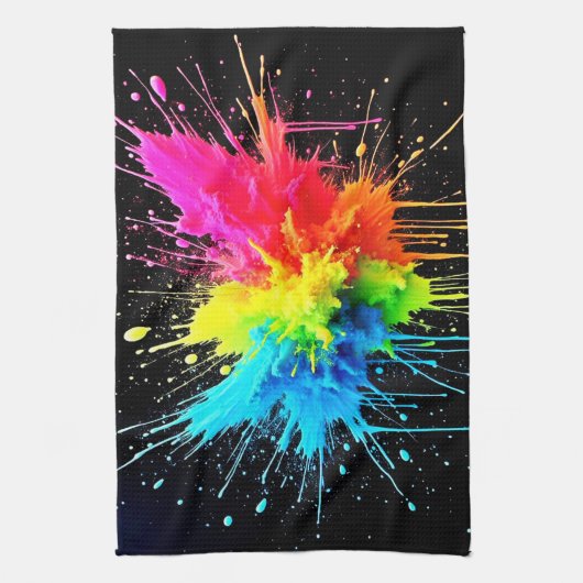 Rainbow Splash Powder Art Theedoek (Verticaal)