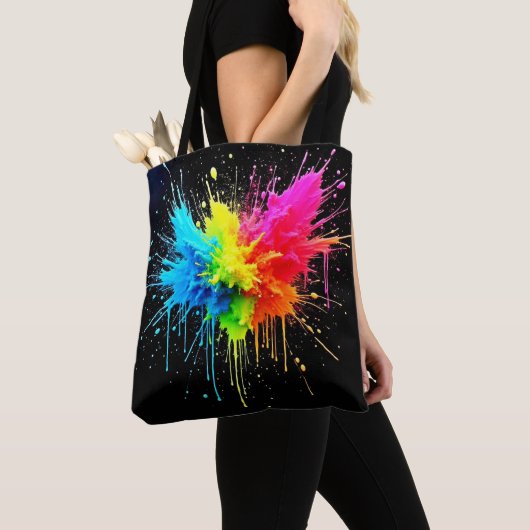 Rainbow Splash Powder Art Tote Bag (Dichtbij)