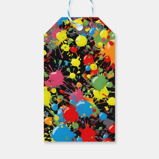 Rainbow Splash Verf Druppels PD Cadeaulabel (Achterkant)