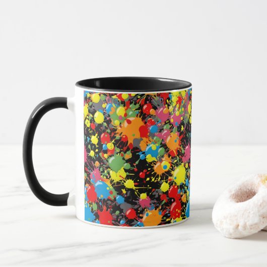 Rainbow Splash Verf Druppels PD Mok (Met donut)