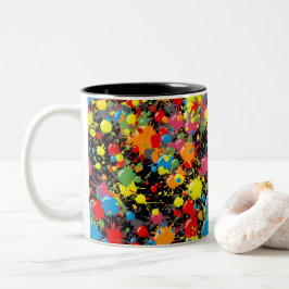 Rainbow Splash Verf Druppels PD Tweekleurige Koffiemok