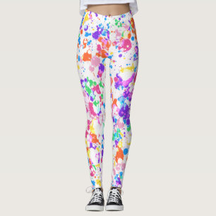 Rainbow Splatter Art Colorful Splashes Leggings