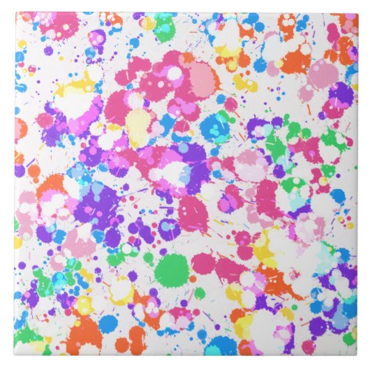 Rainbow Splatter Art Colorful Splashes Tegeltje (Voorkant)