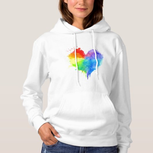 Rainbow Splatter Heart Hoodie (Voorkant)
