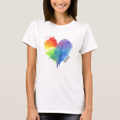 Rainbow Splatter Heart Love T Shirt (Voorkant)