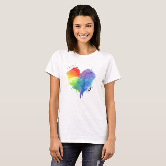 Rainbow Splatter Heart Love T Shirt (Voorkant volledig)