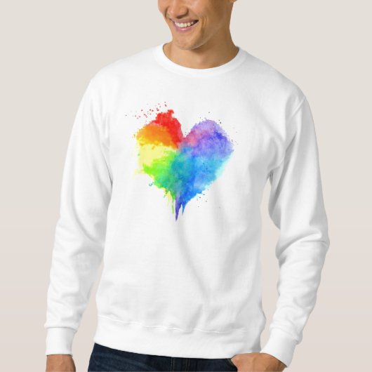 Rainbow Splatter Heart Sweatshirt (Voorkant)
