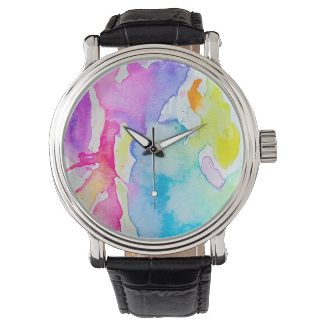 Rainbow Splatter Watch by Megaflora Horloge (Voorkant)