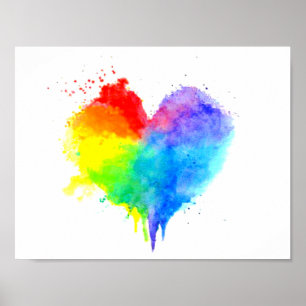 Rainbow Splattered Heart Print