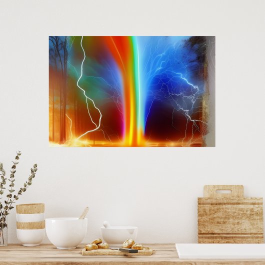 Rainbow Split Lightning Poster (Keuken)