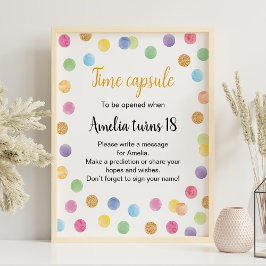 Rainbow Spot Verjaardag Tijd Capsule Teken Poster