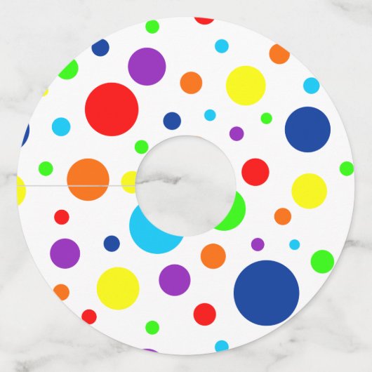 Rainbow Spots Papier Wijnglas Labels (Voorkant)