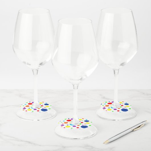 Rainbow Spots Papier Wijnglas Labels (Set)
