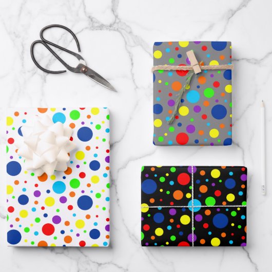 Rainbow Spots Wrapping Paper Sheet Set (Voorkant)