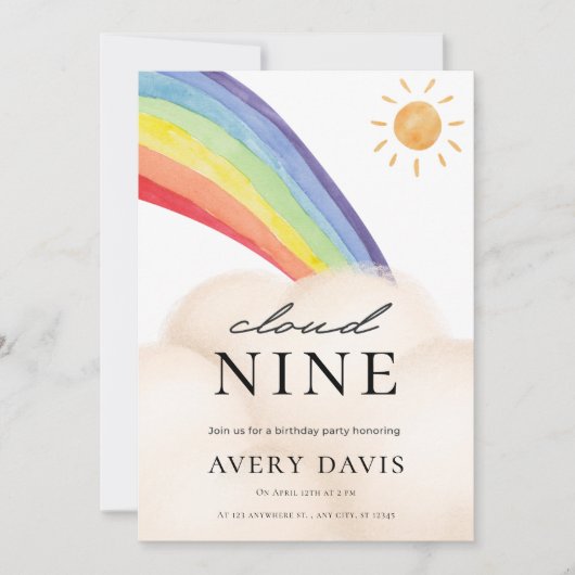 Rainbow Spring Kids verjaardagsfeestje uitnodiging (Voorkant)