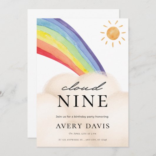 Rainbow Spring Kids verjaardagsfeestje uitnodiging (Voorkant / Achterkant)