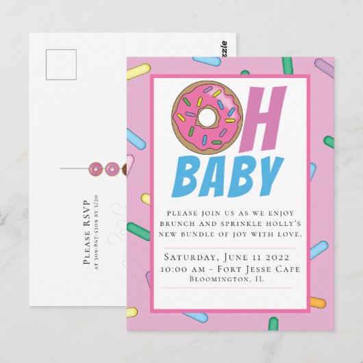 Rainbow Sprinkle Baby shower Briefkaart (Voorkant / Achterkant)