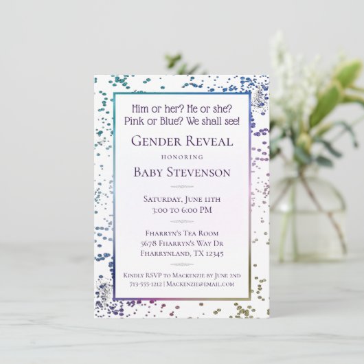 Rainbow Sprinkle Confetti | Geslacht in pasta Kaart (Staand voorkant)