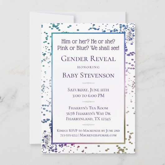 Rainbow Sprinkle Confetti | Geslacht in pasta Kaart (Voorkant)