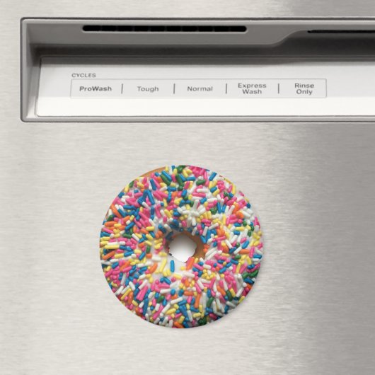 Rainbow Sprinkle Donut 3-inch ronde magneet (Insitu (Vaatwasser))