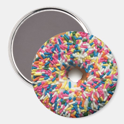 Rainbow Sprinkle Donut 3-inch ronde magneet (Voorkant / Achterkant)