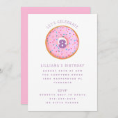 Rainbow Sprinkle Donut Pink Paarse kinderen Birthd Kaart (Voorkant / Achterkant)