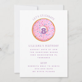 Rainbow Sprinkle Donut Pink Paarse kinderen Birthd Kaart