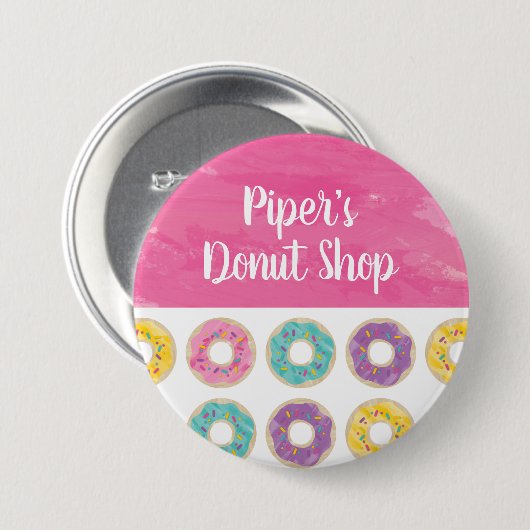 Rainbow Sprinkle Donut Shop Button (Voorkant /achterkant)