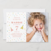 Rainbow Sprinkle Kids Birthday Party Invitation (Voorkant)