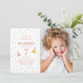 Rainbow Sprinkle Kids Birthday Party Invitation (Staand voorkant)